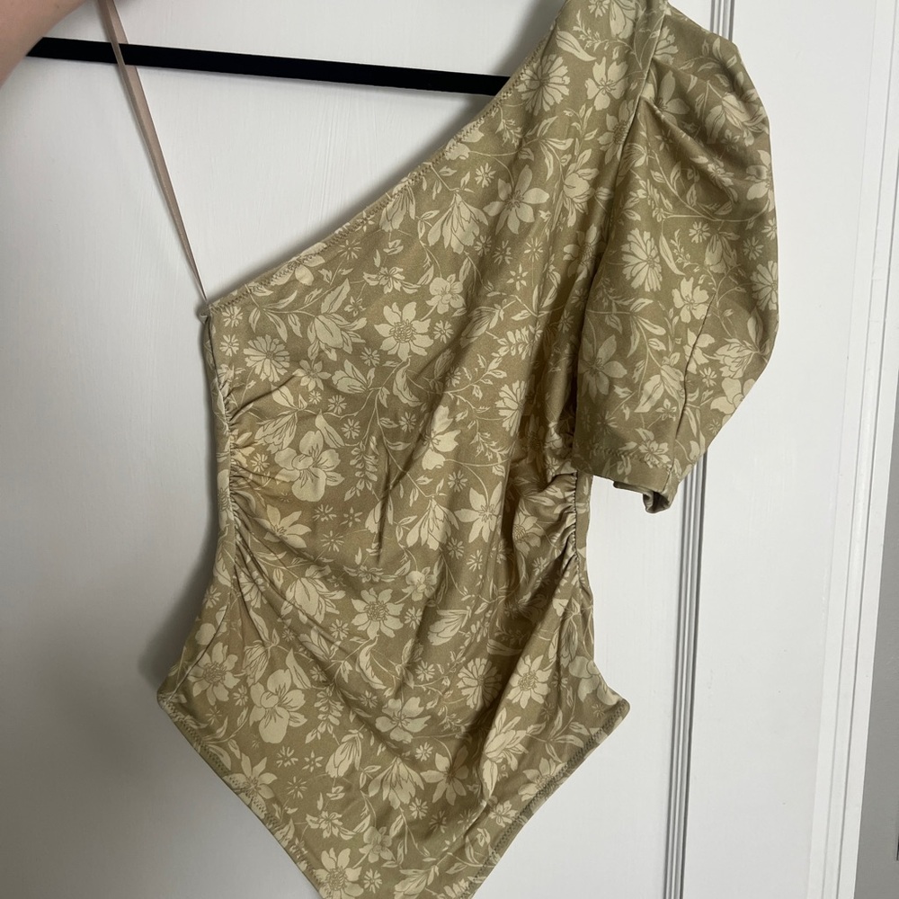 Free People Floral Gold Bodysuit